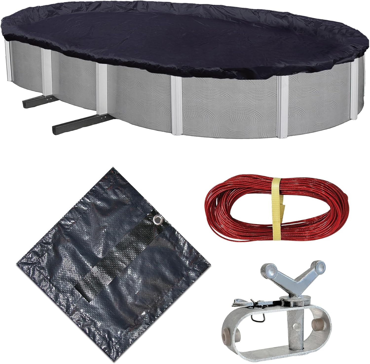 Blue Wave BWC715 8-Year 12 x 20-ft Oval Above Ground Pool Winter Cover, FT FT, Dark Navy Blue