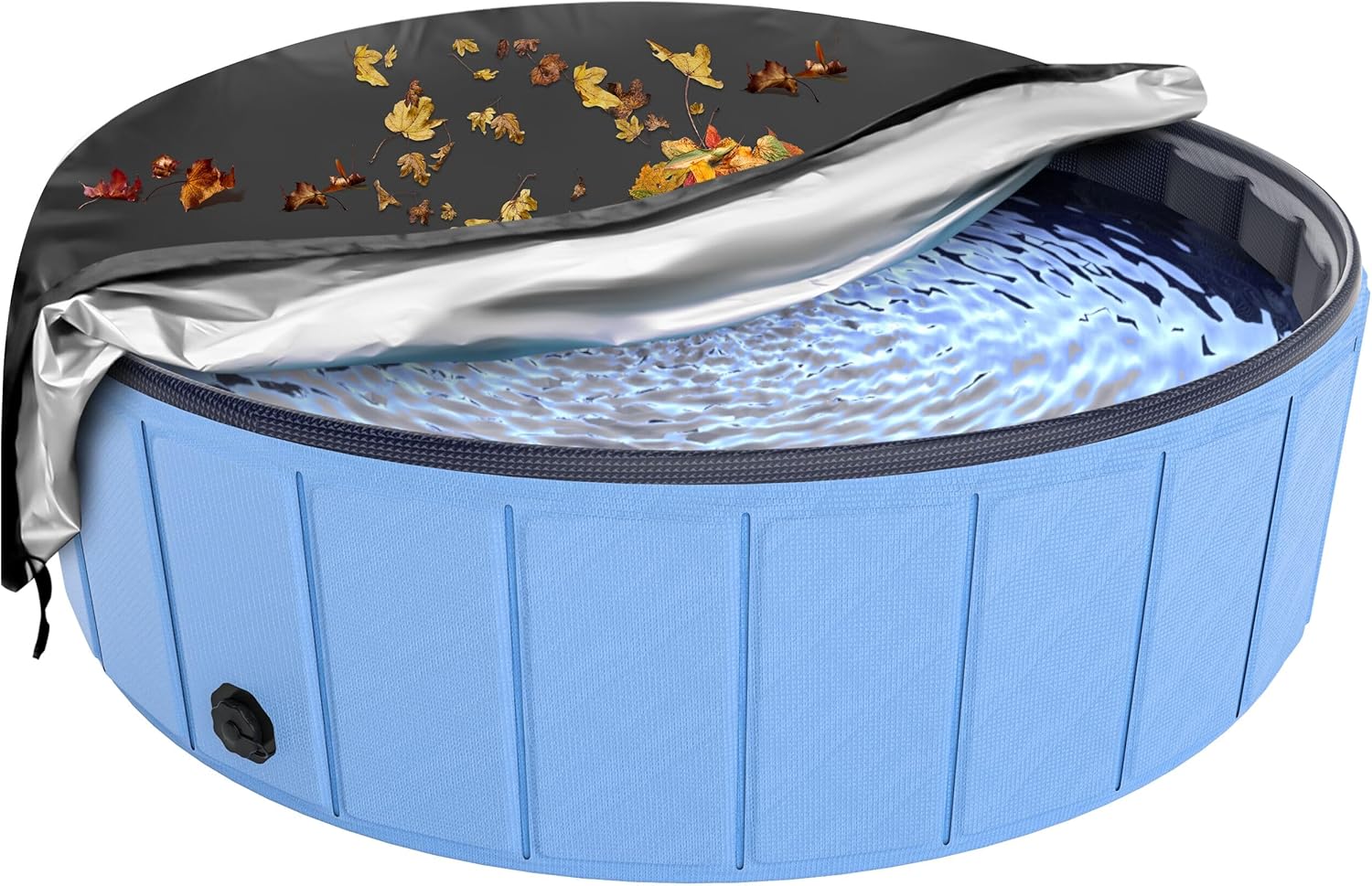 Foldable Dog Pool Cover, Hyperzoo Swimming Pool Cover for Kids and Pets, Collapsible Dog Bath Pool Cover, Inflatable Paddling Cover, Tear Resistant Fade Resistant Waterproof Prevent Leaves (98inch)
