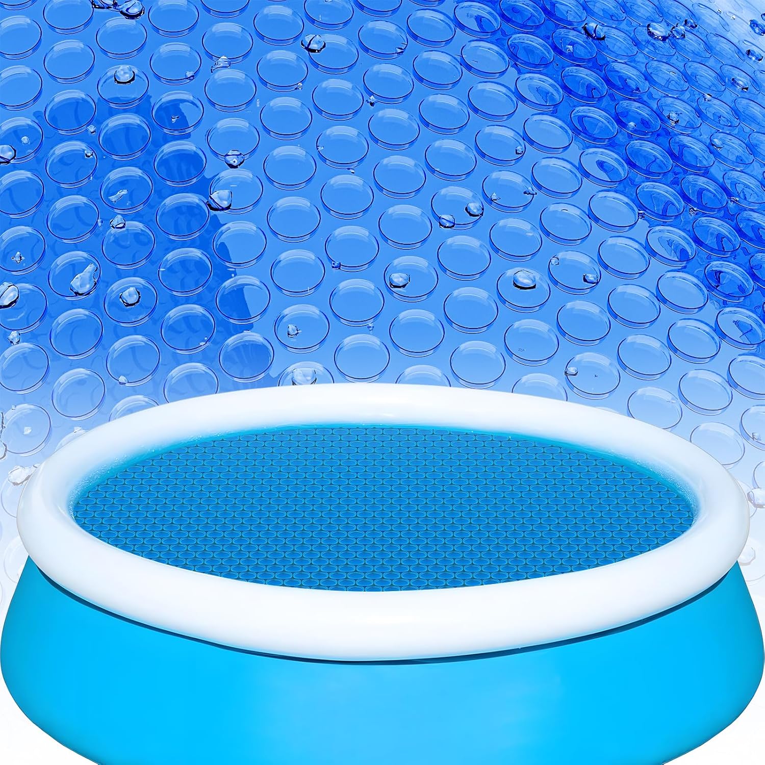 Solar Pool Cover, Blue 21-mil 10 FT Round Solar Cover for Above Ground Pools, 1600 Series Heavy-Duty Insulating Round Spa and Hot Tub Cover, Solar Blanket Pool Heater Cover for In-Ground Pools