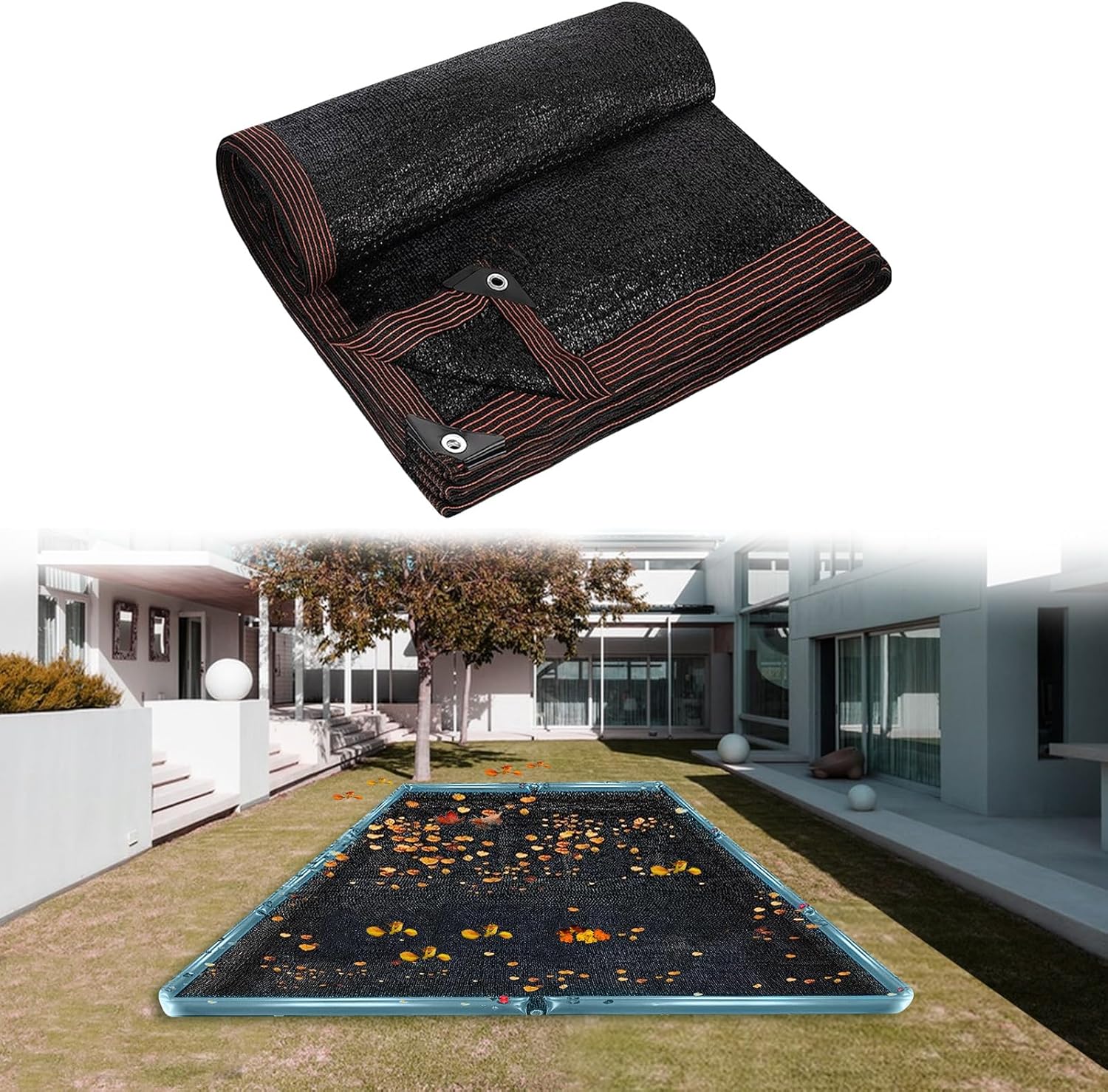 16 x 32FT Pool Leaf Net Cover- Leaf Netting for Inground and Above Ground Rectangle Swimming Pools Fine Mesh Pool Screen Cover,Winter Above Ground Pool Screen Cover, Catching Leaves, Sunshade