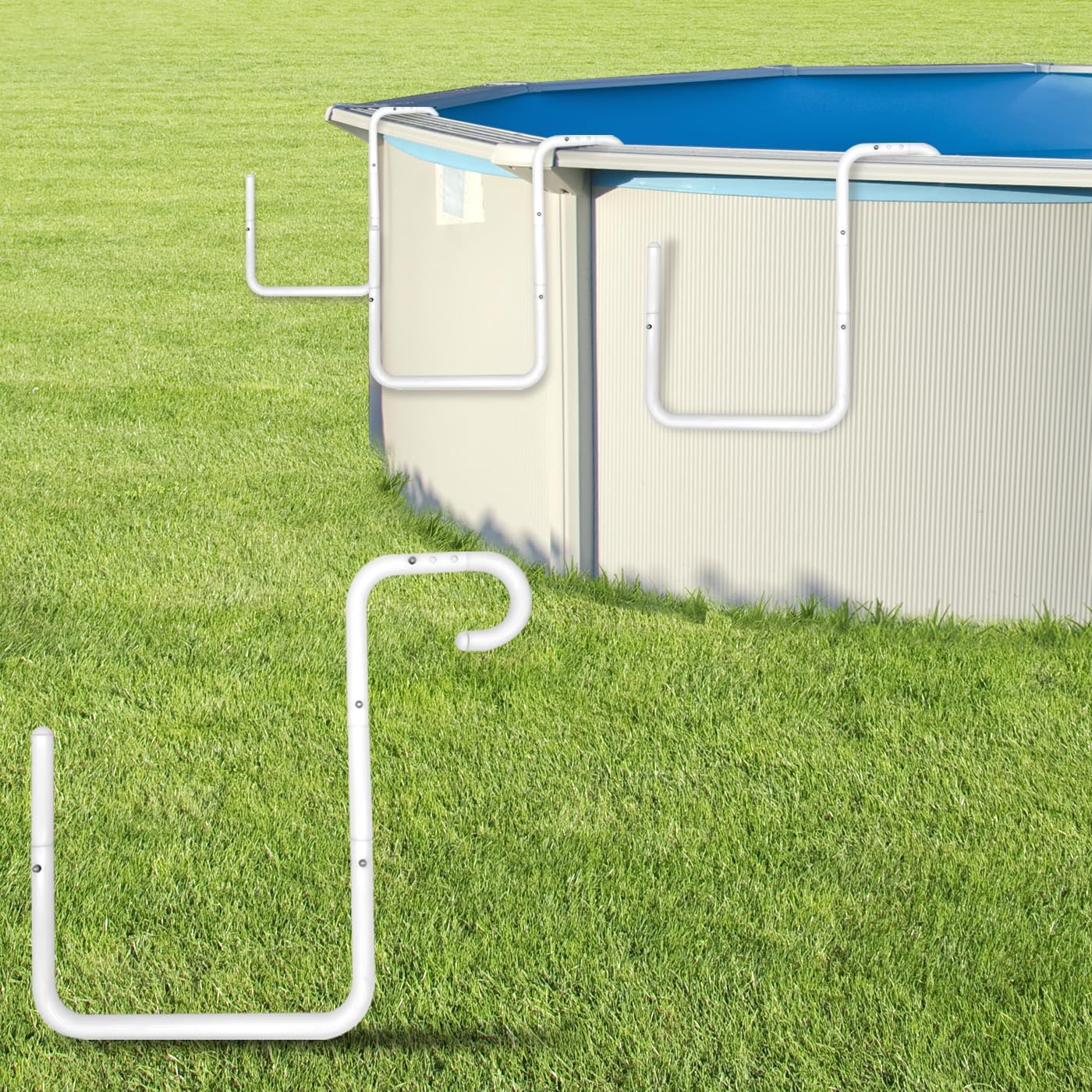 Adjustable Solar Cover Holder for Steel-Wall Above Ground Pools - Heavy-Duty 5-Pack, No Drilling Required