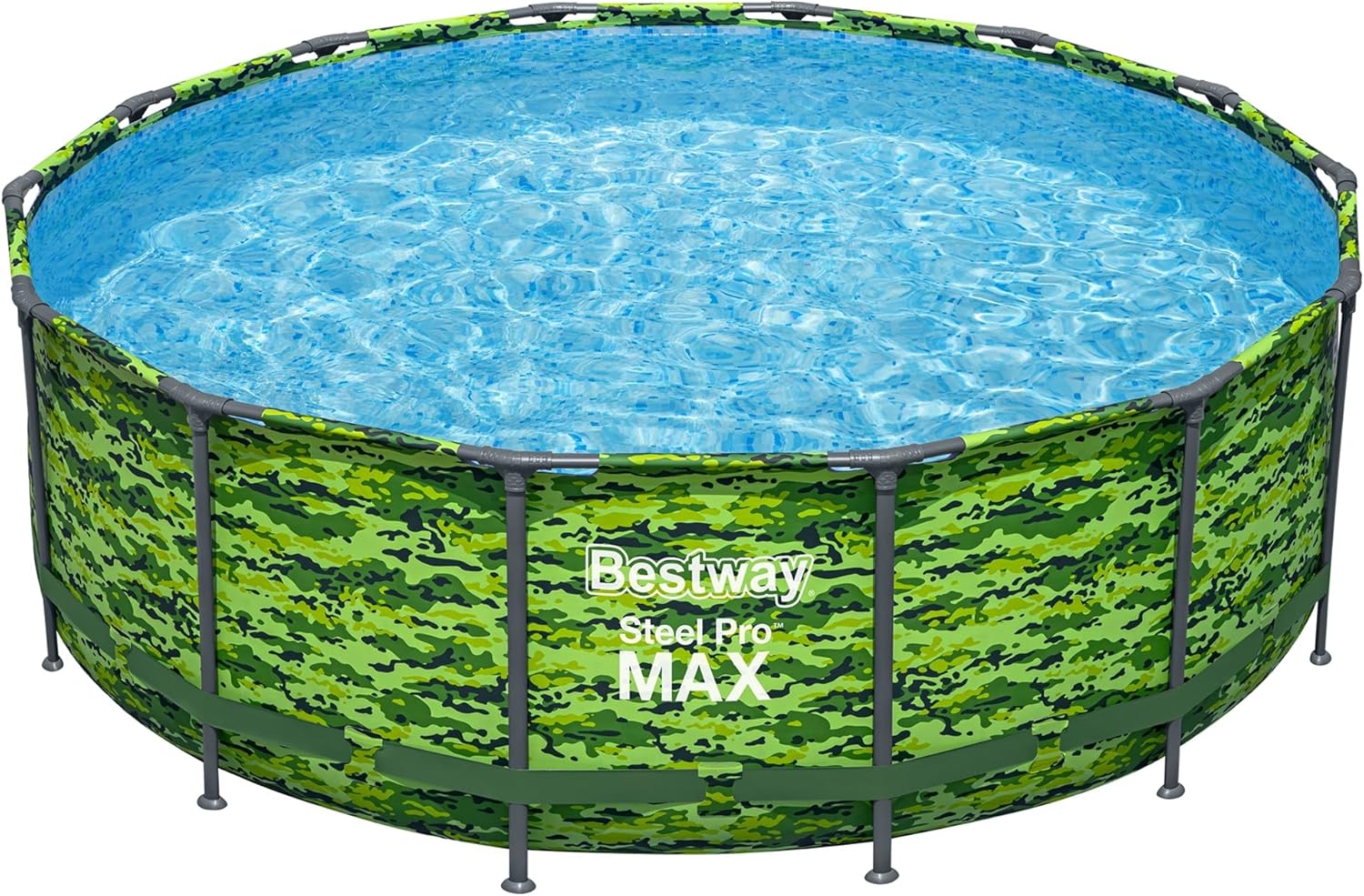 Bestway Steel Pro Max 14'x48 Camo Pool Set | Durable Construction, Easy Assembly, and All-Inclusive Accessories - Above Ground Pool Set with Filter Pump, Ladder, and Pool Cover - No Tools Required!
