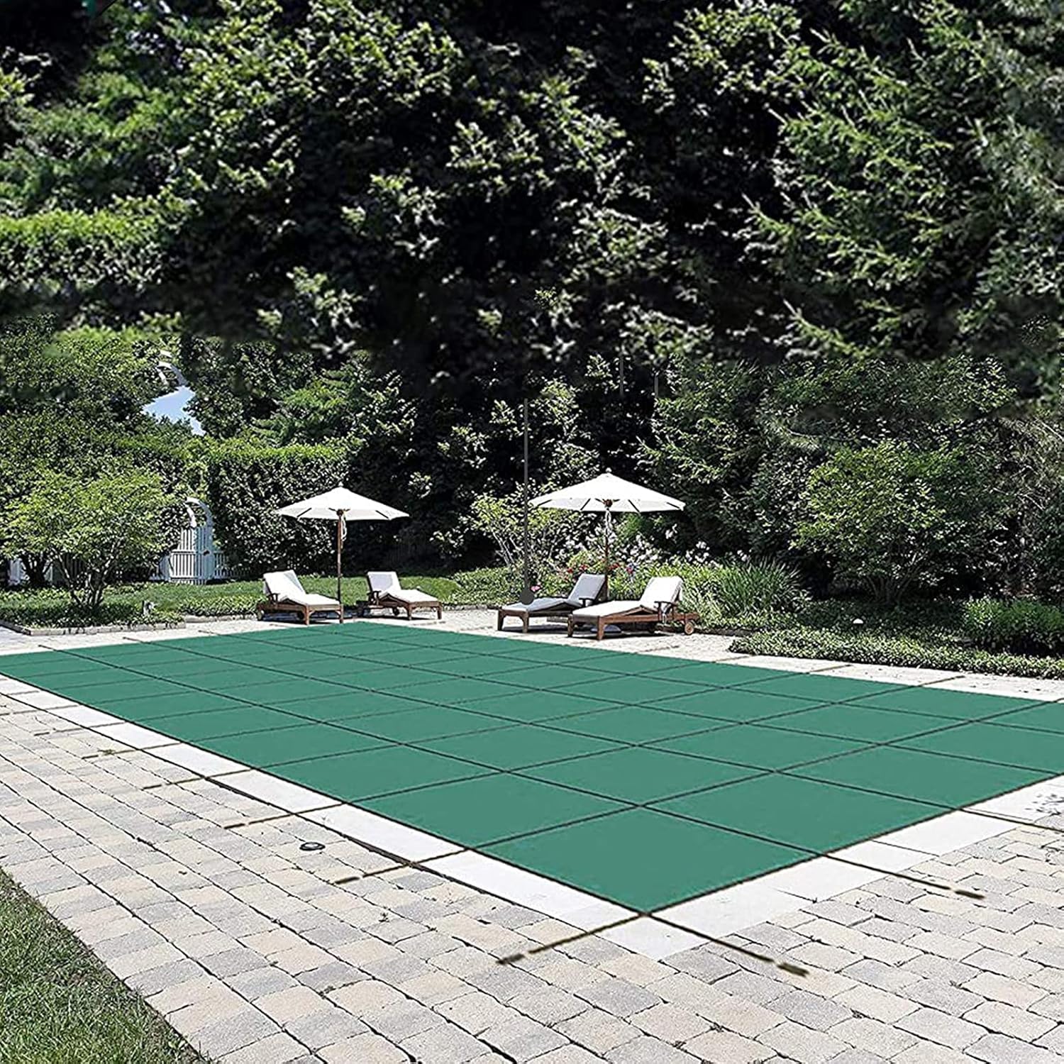 VEVOR Pool Safety Cover, 16 ft x 36 ft Rectangular Winter Inground Pool Cover, Triple Stitched, High Strength Mesh PP Material, Good Rain Permeability, Installation Hardware Included