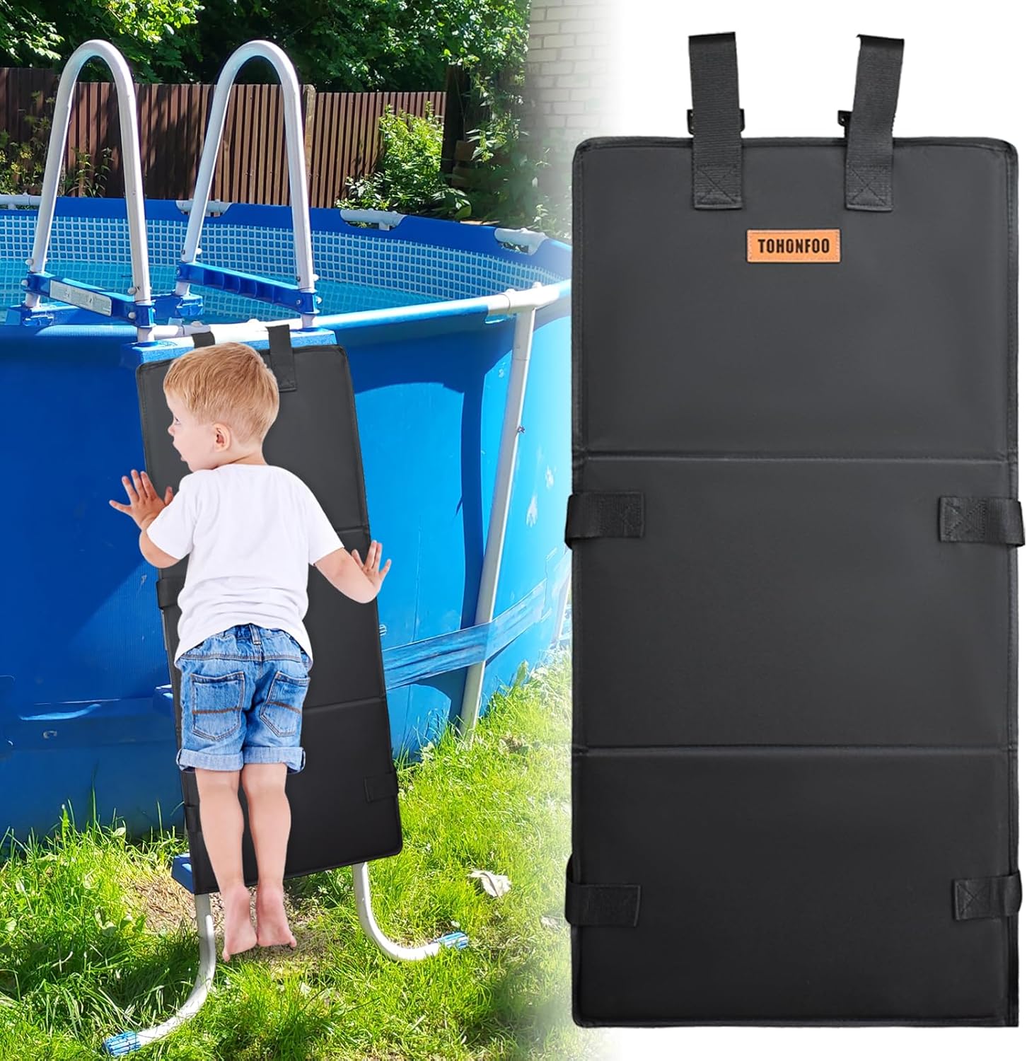 Pool Ladder Guard 18.7 x 48.4in, Pool Ladder Cover to Prevent Children from Climbing Ladders and Falling into The Pool, Bunk Bed Ladder Cover Pad, Bunk Bed Ladder Guard Protector
