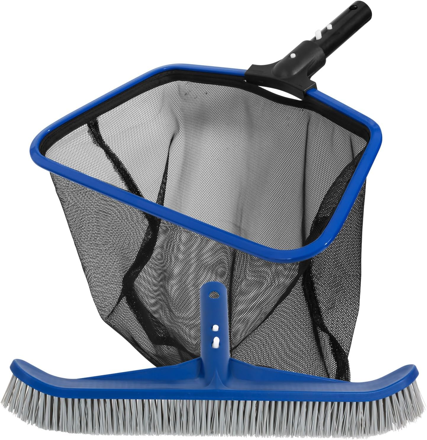 POOLAZA Aluminum Frame Pool Skimmer Net & 16.5'' Pool Brush Head, Deep Bag Pool Net Skimmer & Pool Brushes for Cleaning Pool Walls, Professional Pool Cleaning Kit for Above Ground Pool &Inground Pools