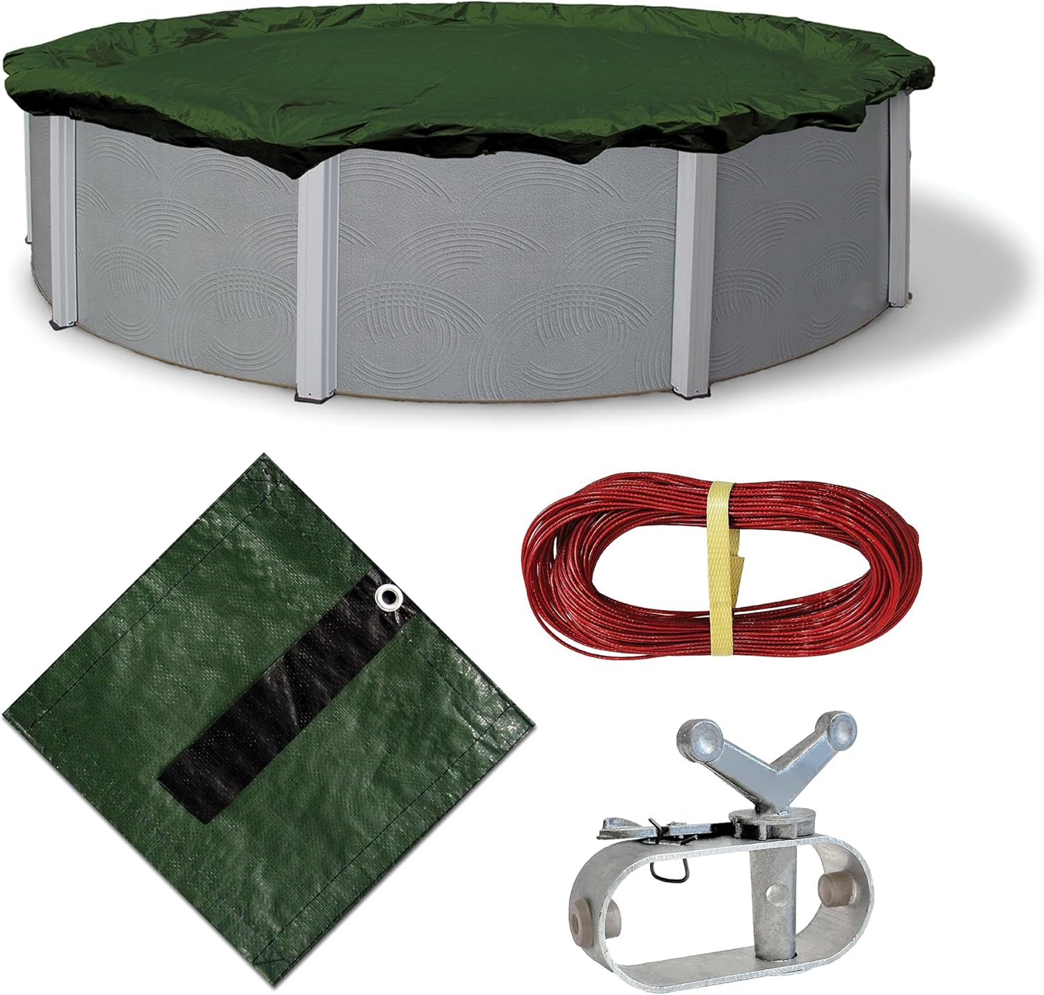 Blue Wave BWC808 12-Year 24-ft Round Above Ground Pool Winter Cover, FEET, Forest Green