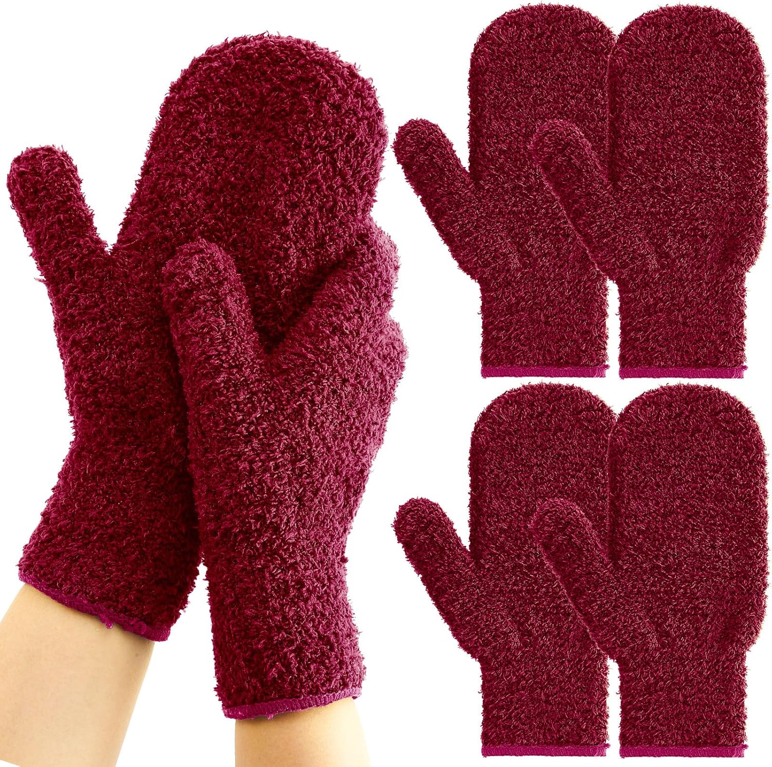 2 Pairs Pool and Spa Cleaning Mitt Spa Scrubbing Mitt Pool Cleaning Gloves Pool Cleaning Mitt for Swimming Pool Hot Tub Scrubbing Care (Red)