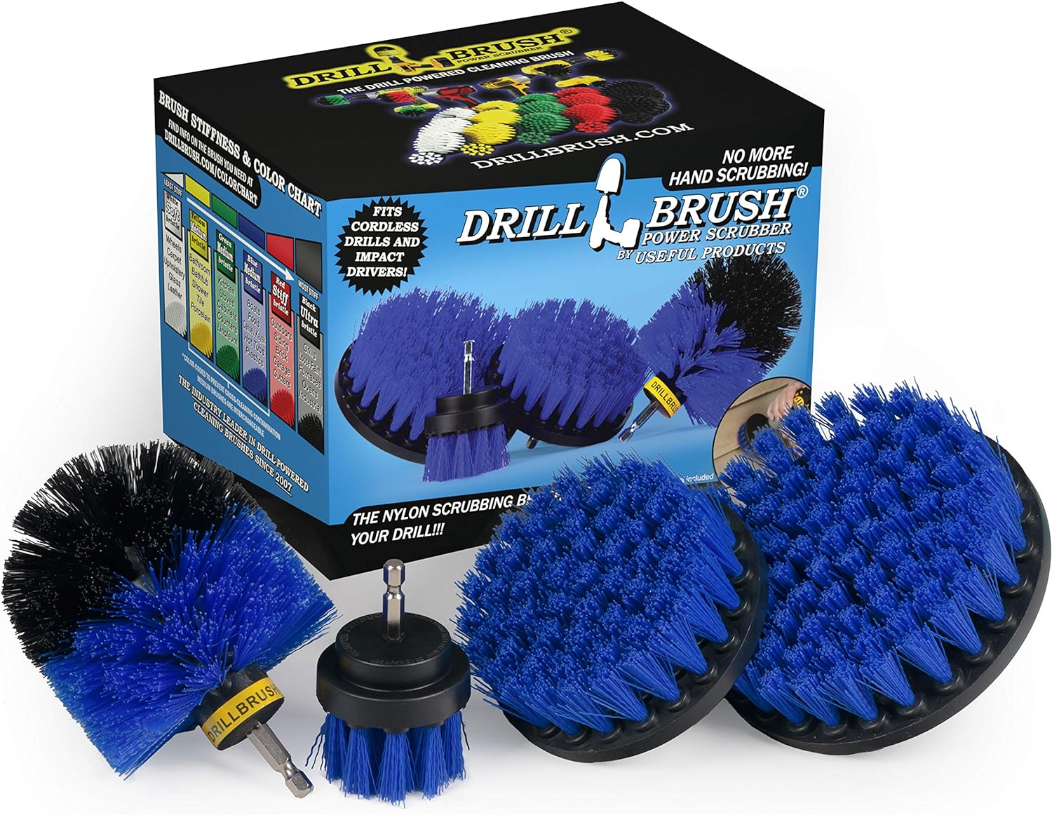 Drillbrush Swimming Pool Accessories - Drill Brush Power Scrubber Kit - Drill Brushes for Vinyl Liners - Hot Tubs and Spas - Pool Cover Brush Heads Set - Hot Tub Power Scrub Brushes - Walls and Deck